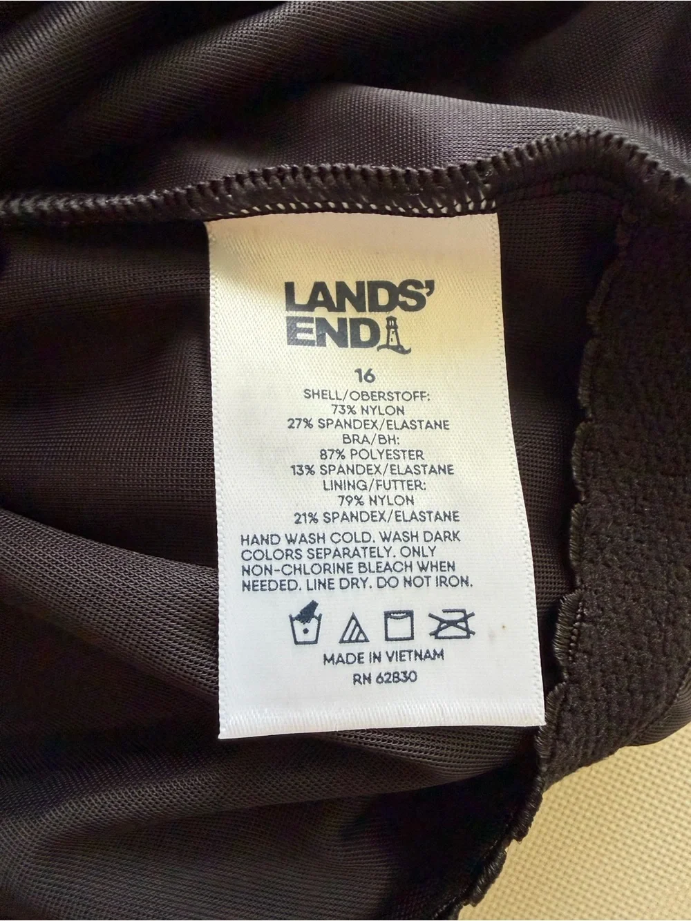 Lands' End Black One-Piece Swimsuit size 16